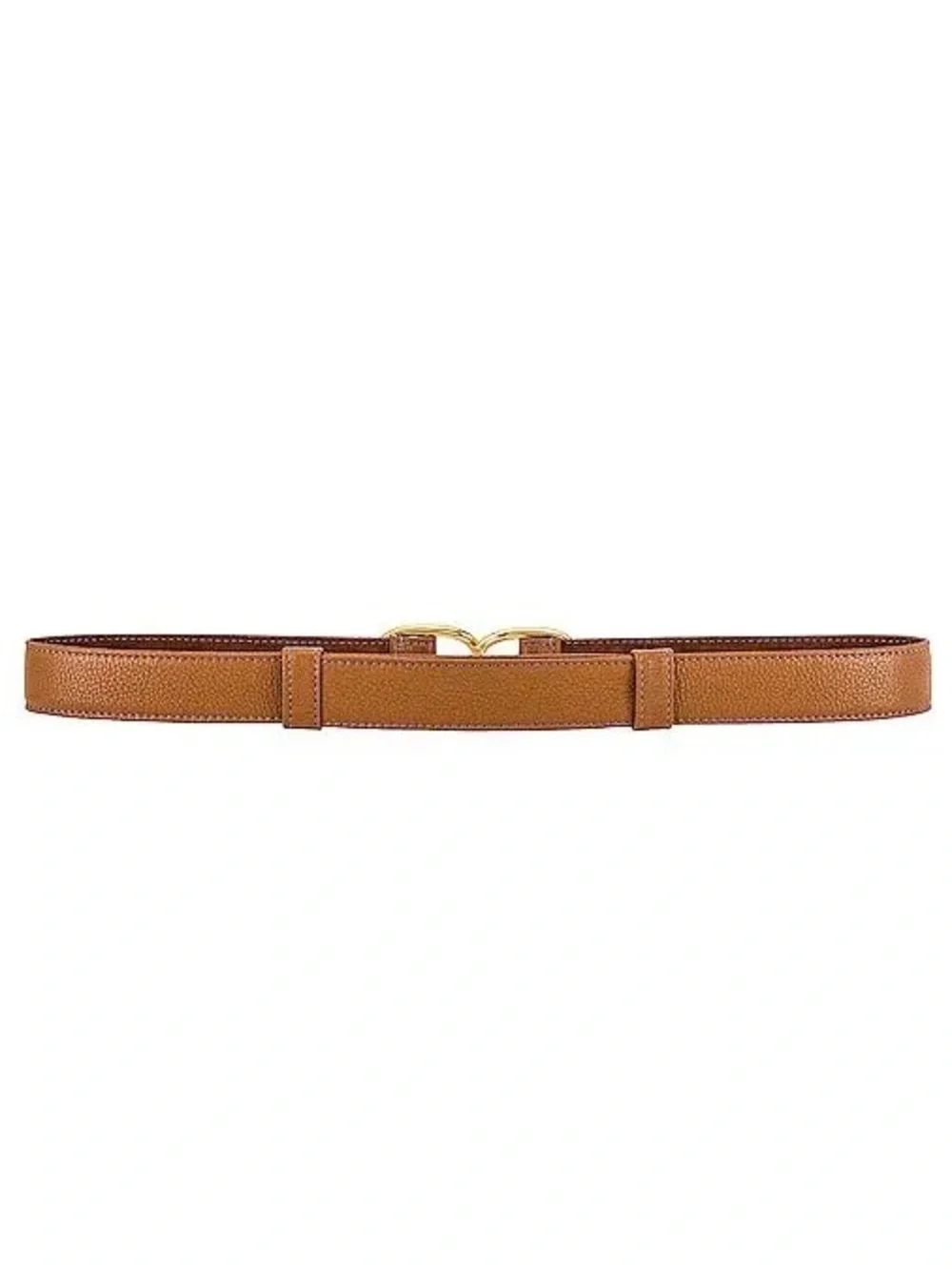 B-Low the Belt Maeve Mini Slim Tan Leather Belt with Gold Double Circle Buckle